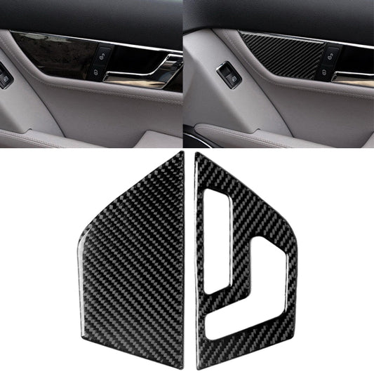 2 peças de autocolante decorativo em fibra de carbono para o painel de ajuste do banco do condutor esquerdo para Mercedes-Benz W204 2007-2013, ajuste do banco do condutor esquerdo (A)