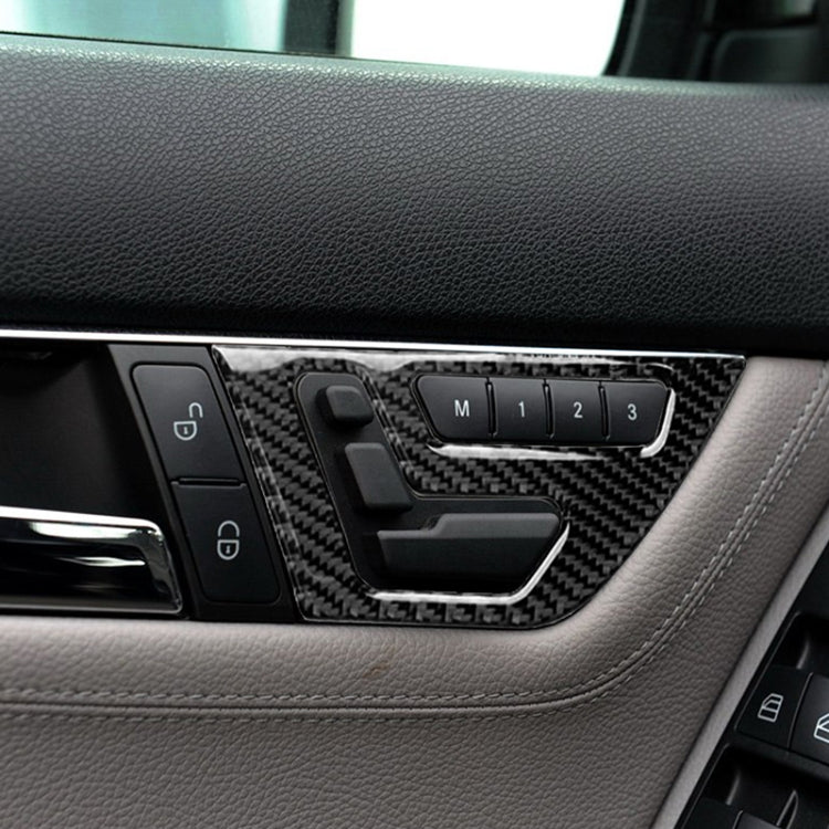 2 pegatinas decorativas de fibra de carbono para el panel de ajuste del asiento del conductor izquierdo de Mercedes-Benz W204 (2007-2013) (A)