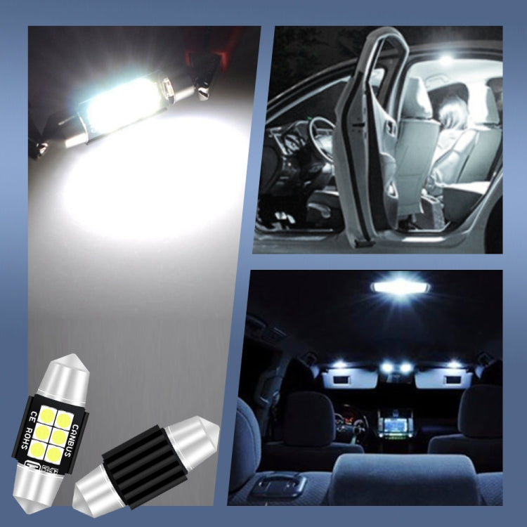2 PCS 31mm DC12V-24V 3W 6000K 660LM 6LEDs SMD-3030 Car Reading Lamp / License Plate Light, 31mm (3W)