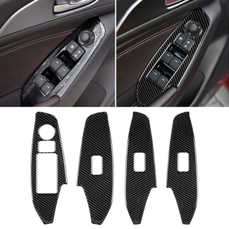 Car Carbon Fiber Left Drive Window Lift Panel Decorative Sticker for Mazda Axela 2014 / 2017-2018, Left Drive Window Lift Panel