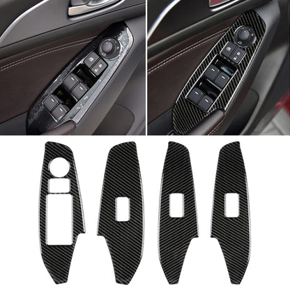 Car Carbon Fiber Left Drive Window Lift Panel Decorative Sticker for Mazda Axela 2014 / 2017-2018, Left Drive Window Lift Panel
