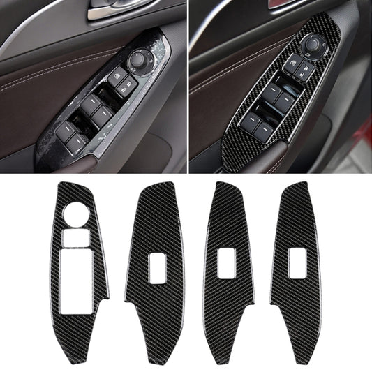 Car Carbon Fiber Left Drive Window Lift Panel Decorative Sticker for Mazda Axela 2014 / 2017-2018, Left Drive Window Lift Panel