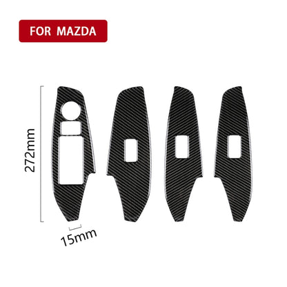 Car Carbon Fiber Left Drive Window Lift Panel Decorative Sticker for Mazda Axela 2014 / 2017-2018, Left Drive Window Lift Panel