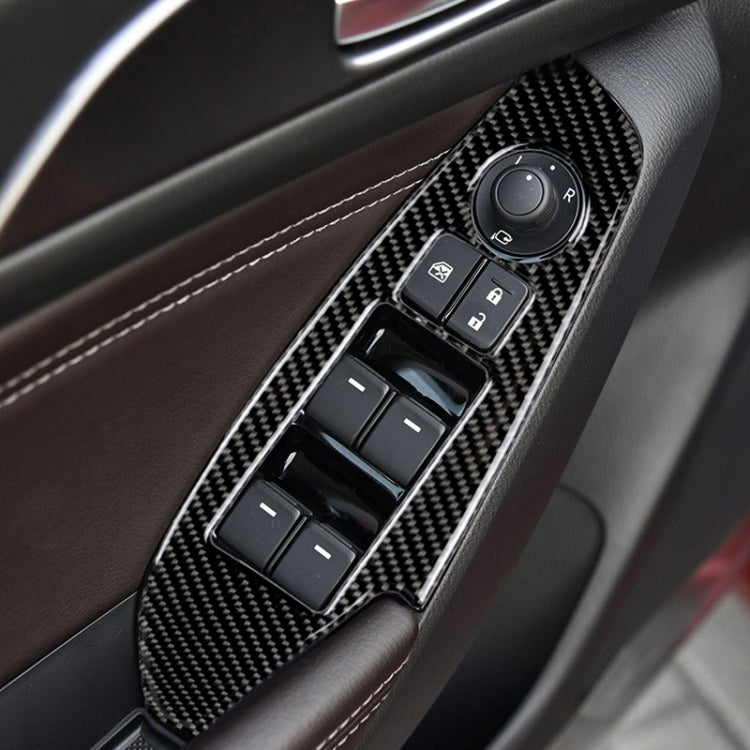 Car Carbon Fiber Left Drive Window Lift Panel Decorative Sticker for Mazda Axela 2014 / 2017-2018, Left Drive Window Lift Panel