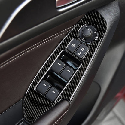 Car Carbon Fiber Left Drive Window Lift Panel Decorative Sticker for Mazda Axela 2014 / 2017-2018, Left Drive Window Lift Panel