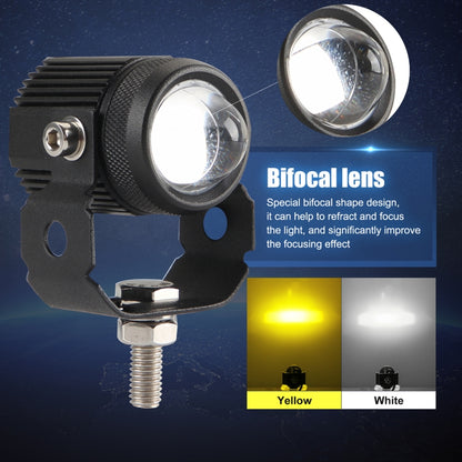 Faros delanteros/antiniebla de doble color para motocicletas, 2 unidades, CC 9-36 V, 20 W, 6000 K, 3000 K, 2000 LM, 20 W