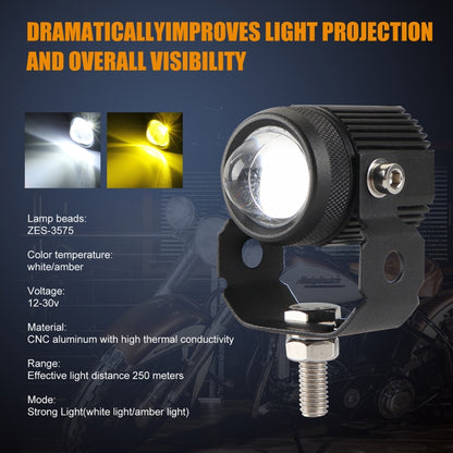 Faros delanteros/antiniebla de doble color para motocicletas, 2 unidades, CC 9-36 V, 20 W, 6000 K, 3000 K, 2000 LM, 20 W