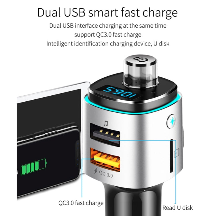 Reproductor MP3 multifunción BC42 con Bluetooth 5.0 para coche, con luz ambiental colorida, compatible con tarjeta TF, disco U y FM.