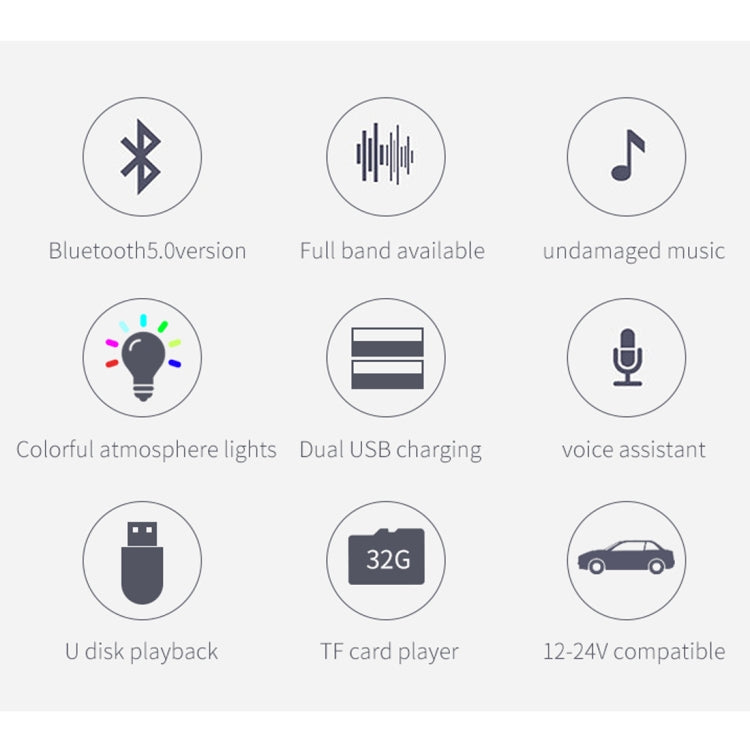 Reproductor MP3 multifunción BC42 con Bluetooth 5.0 para coche, con luz ambiental colorida, compatible con tarjeta TF, disco U y FM.