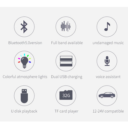 Reproductor MP3 multifunción BC42 con Bluetooth 5.0 para coche, con luz ambiental colorida, compatible con tarjeta TF, disco U y FM.