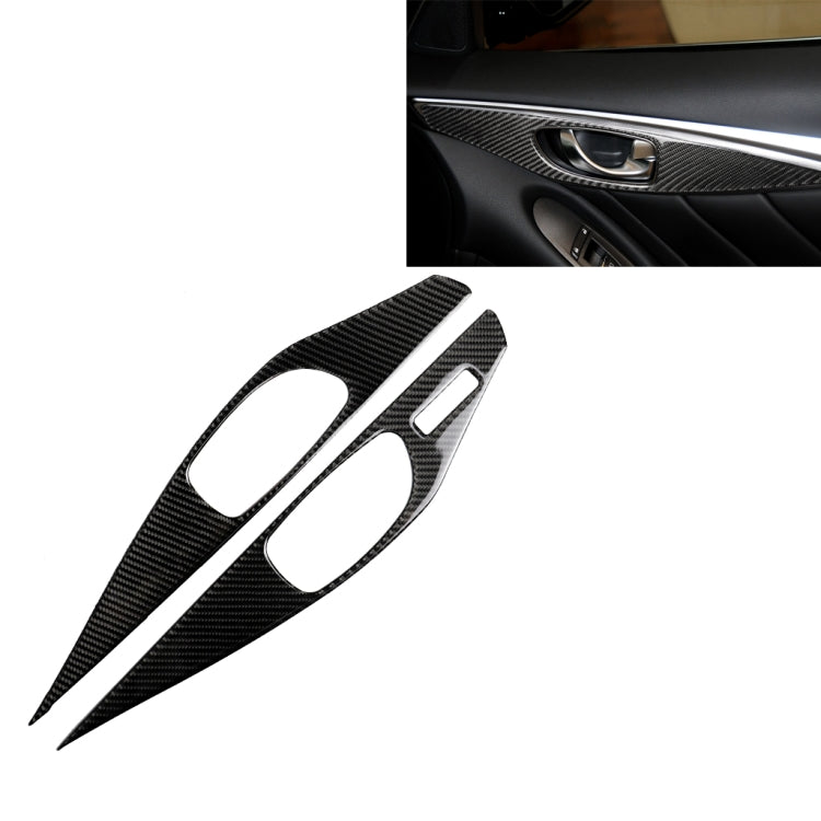 2 pegatinas decorativas de fibra de carbono para el panel interior de la manija de la puerta del coche, para Infiniti Q60, volante a la izquierda.