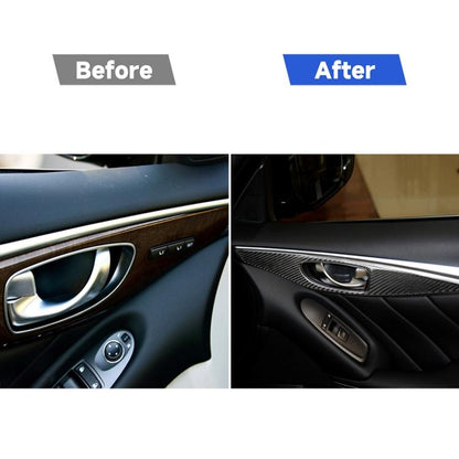 2 pegatinas decorativas de fibra de carbono para el panel interior de la manija de la puerta del coche, para Infiniti Q60, volante a la izquierda.