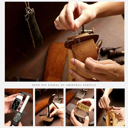 Hallmo Car Cowhide Leather Key Protective Cover Key Case for Subaru Forester, For Subaru Forester