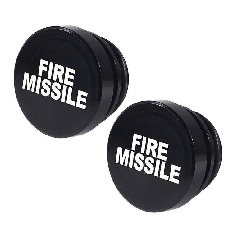 2 unidades de protetor de isqueiro metálico com a inscrição "FIRE MISSILE" para automóvel/moto: FIRE MISSILE (preto) e FIRE MISSILE (vermelho).