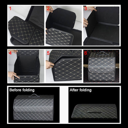 Car Trunk Foldable Storage Box, Checkered Middle Size: 40 x 32 x 30cm, Checkered 40 x 32 x 30cm (Beige), Checkered 40 x 32 x 30cm (Black Red)
