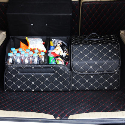 Car Trunk Foldable Storage Box, Checkered Middle Size: 40 x 32 x 30cm, Checkered 40 x 32 x 30cm (Beige), Checkered 40 x 32 x 30cm (Black Red)