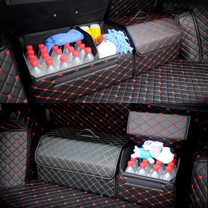 Car Trunk Foldable Storage Box, Checkered Middle Size: 40 x 32 x 30cm, Checkered 40 x 32 x 30cm (Beige), Checkered 40 x 32 x 30cm (Black Red)