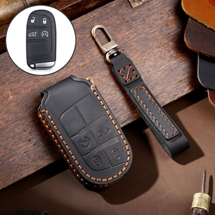 Hallmo Car Genuine Leather Key Protective Cover for Jeep Compass 4-button, For Jeep Compass 4-button (Black), For Jeep Compass 4-button (Blue), For Jeep Compass 4-button (Brown)