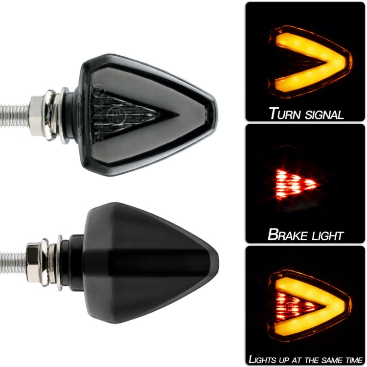 2 PCS KC018A Motorcycle Triangular V-shaped Two-color LED Brake Turn Signal Light, KC018A