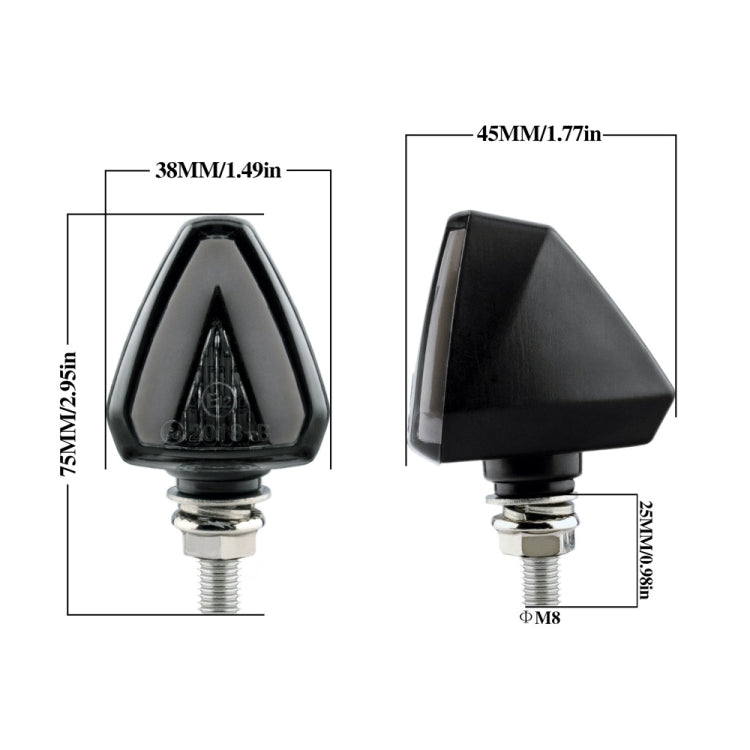 2 PCS KC018A Motorcycle Triangular V-shaped Two-color LED Brake Turn Signal Light, KC018A
