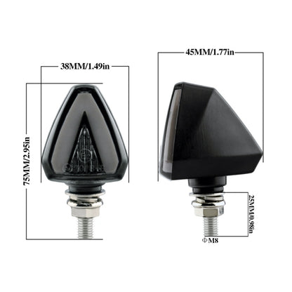 2 PCS KC018A Motorcycle Triangular V-shaped Two-color LED Brake Turn Signal Light, KC018A