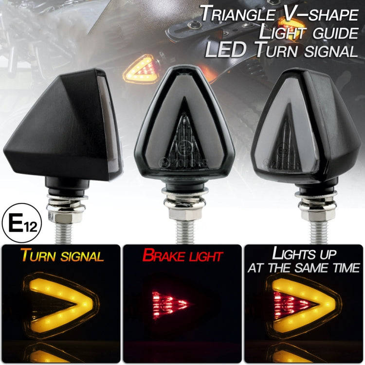 2 PCS KC018A Motorcycle Triangular V-shaped Two-color LED Brake Turn Signal Light, KC018A
