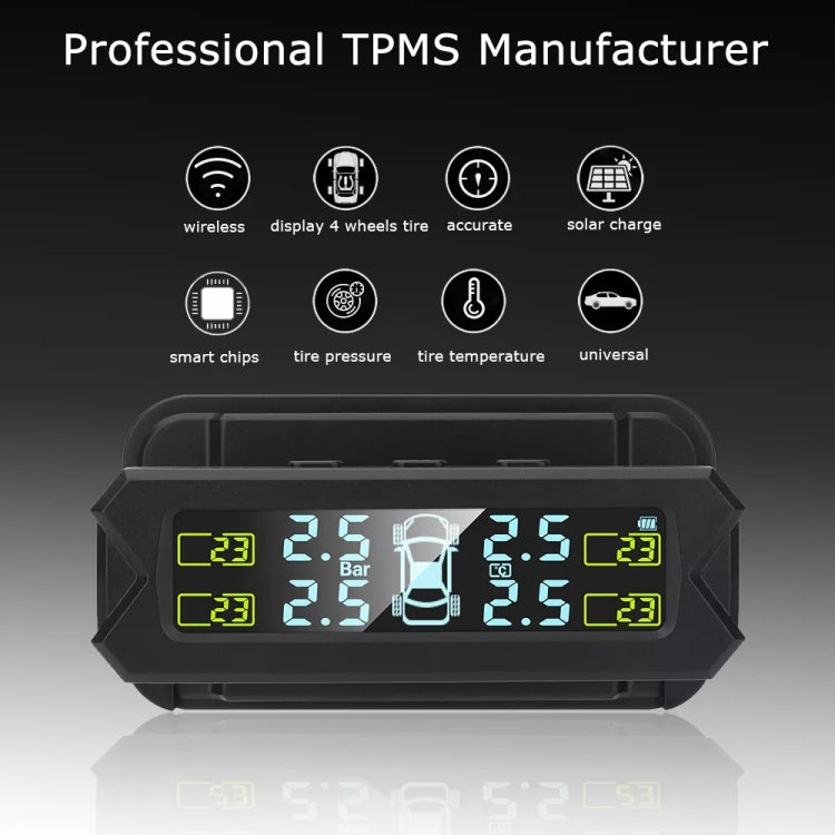 Car High Precision Solar Charging Tire Pressure Monitoring System TPMS, Built-in Beep Sensor, Built-in Beep Sensor