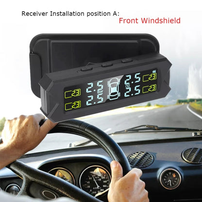 Car High Precision Solar Charging Tire Pressure Monitoring System TPMS, Built-in Beep Sensor, Built-in Beep Sensor