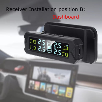 Car High Precision Solar Charging Tire Pressure Monitoring System TPMS, Built-in Beep Sensor, Built-in Beep Sensor