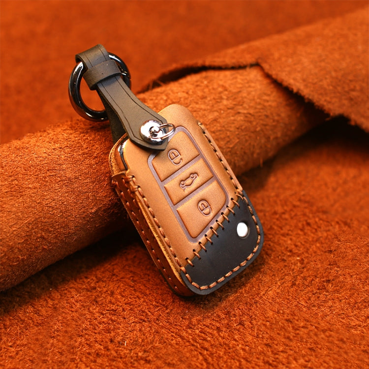 For Volkswagen Car Cowhide Leather Key Protective Cover Key Case, B Version, For Volkswagen, B Version