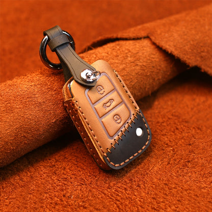 For Volkswagen Car Cowhide Leather Key Protective Cover Key Case, B Version, For Volkswagen, B Version