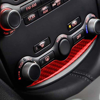Car Carbon Fiber Air Conditioning Adjustment Panel Decorative Strip for Nissan 370Z / Z34 2009-, Left and Right Drive Universal, 2 in 1 Air Conditioning Adjustment Panel