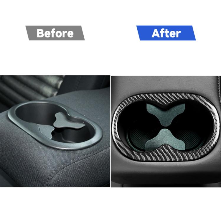 Carbon Fiber Car Rear Handrail Cup Holder Decorative Sticker for Dodge Challenger 2015 to Now, Left Driving, Rear Handrail Cup Holder