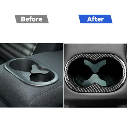 Carbon Fiber Car Rear Handrail Cup Holder Decorative Sticker for Dodge Challenger 2015 to Now, Left Driving, Rear Handrail Cup Holder