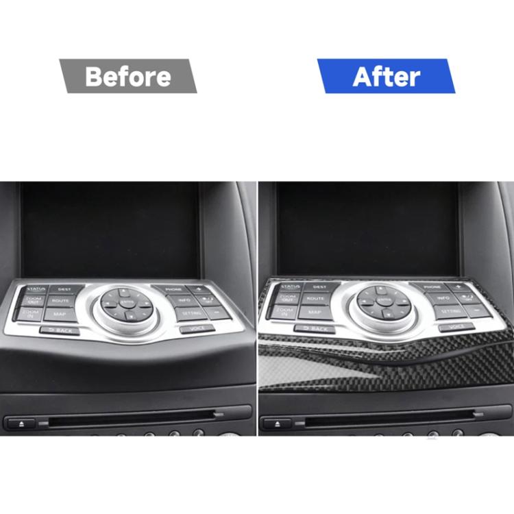2 in 1 Car Carbon Fiber Multimedia Navigation Buttons Frame Decorative Sticker for Nissan 370Z Z34 2009-, Left and Right Drive Universal, Multimedia Navigation Buttons Frame