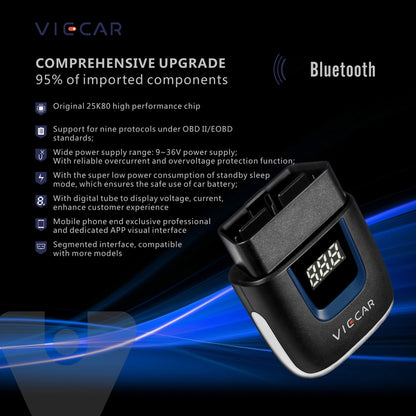 Viecar VP003 Car Mini OBD + USB / Type-C Interface Fault Detector V2.2 Bluetooth Diagnostic Tool, VP003