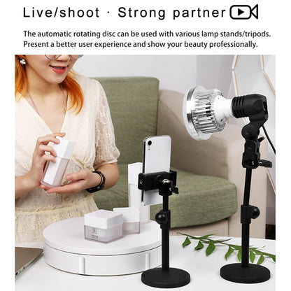 30cm Electric Rotating Turntable Display Stand Video Shooting Props Turntable for Photography, Load: 100kg, US Plug, 30cm, US Plug