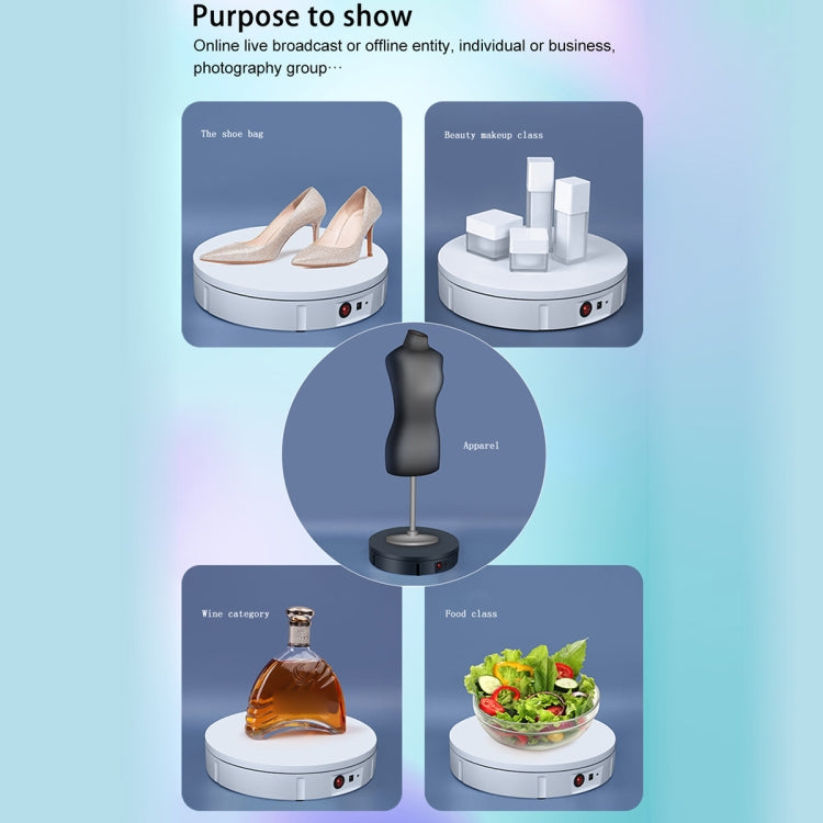 30cm Electric Rotating Turntable Display Stand Video Shooting Props Turntable for Photography, Load: 100kg, US Plug, 30cm, US Plug