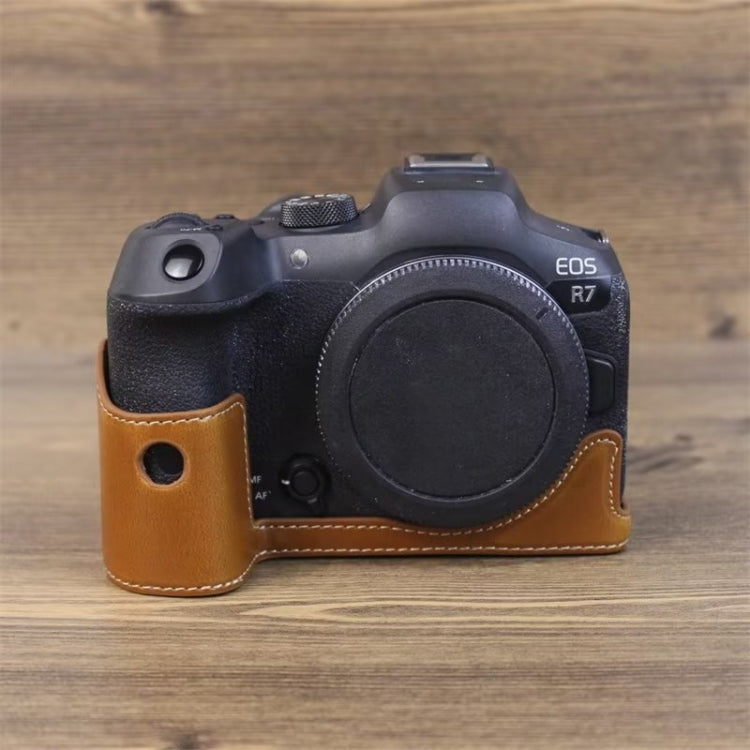 For Canon EOS R7 1/4 inch Thread PU Leather Camera Half Case Base, For Canon EOS R7