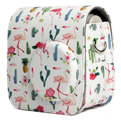 Flamingo Cactus Pattern PU Leather Protective Camera Case Bag For FUJIFILM Instax Mini 7S / 7C Camera, Flamingo Cactus