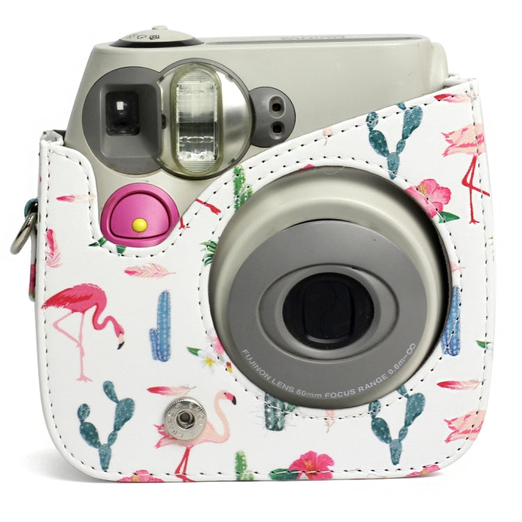 Flamingo Cactus Pattern PU Leather Protective Camera Case Bag For FUJIFILM Instax Mini 7S / 7C Camera, Flamingo Cactus
