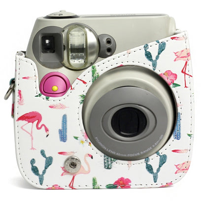 Flamingo Cactus Pattern PU Leather Protective Camera Case Bag For FUJIFILM Instax Mini 7S / 7C Camera, Flamingo Cactus