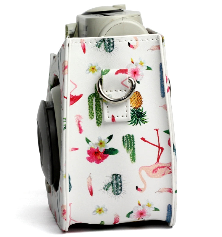 Flamingo Cactus Pattern PU Leather Protective Camera Case Bag For FUJIFILM Instax Mini 7S / 7C Camera, Flamingo Cactus