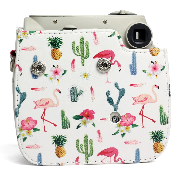 Flamingo Cactus Pattern PU Leather Protective Camera Case Bag For FUJIFILM Instax Mini 7S / 7C Camera, Flamingo Cactus
