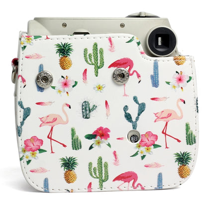 Flamingo Cactus Pattern PU Leather Protective Camera Case Bag For FUJIFILM Instax Mini 7S / 7C Camera, Flamingo Cactus