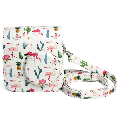 Flamingo Cactus Pattern PU Leather Protective Camera Case Bag For FUJIFILM Instax Mini 7S / 7C Camera, Flamingo Cactus