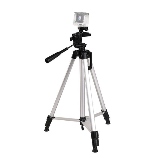Live Broadcast Tripod 3-Section Folding Legs Aluminum Alloy Tripod Mount with U-Shape Three-Dimensional Tripod Head & Phone Clamp for DSLR & Digital Camera, Adjustable Height: 47.5-133cm, 330A