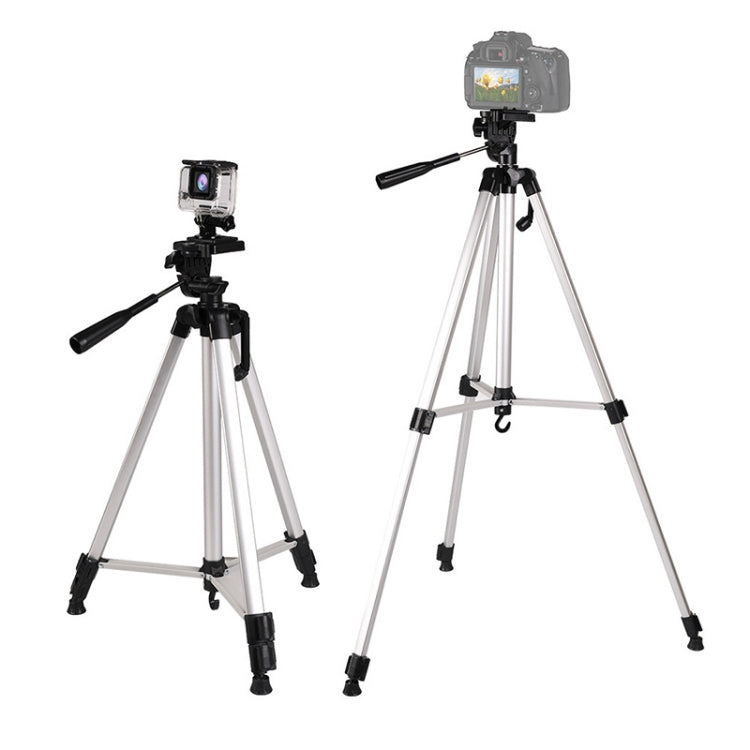 Live Broadcast Tripod 3-Section Folding Legs Aluminum Alloy Tripod Mount with U-Shape Three-Dimensional Tripod Head & Phone Clamp for DSLR & Digital Camera, Adjustable Height: 47.5-133cm, 330A