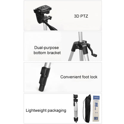Live Broadcast Tripod 3-Section Folding Legs Aluminum Alloy Tripod Mount with U-Shape Three-Dimensional Tripod Head & Phone Clamp for DSLR & Digital Camera, Adjustable Height: 47.5-133cm, 330A