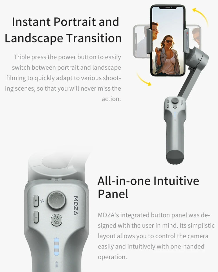 MOZA Mini MX 3 Axis Foldable Handheld Gimbal Stabilizer for Action Camera and Smart Phone, Mini MX